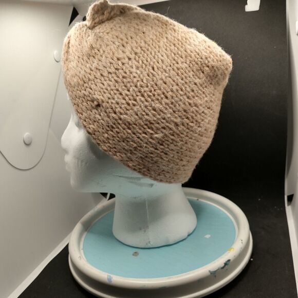 Hand Crafted Knit Unisex Hat Winter Ear Warmer Headbands Tan Twisted Knot - Picture 2 of 7